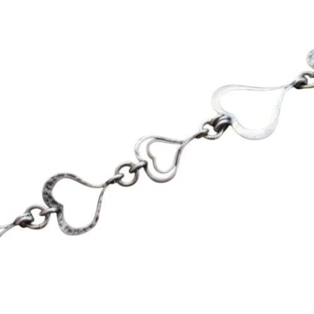 Heart Outline Vintage Sterling Silver Bracelet*9.9g*925*Starter Charm‎ Bracelet